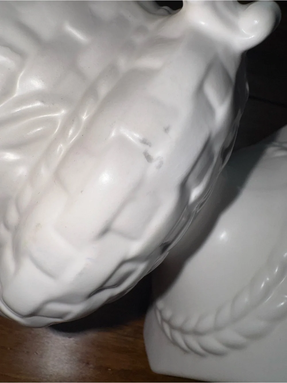 Vintage White Urn Vase with Floral Details